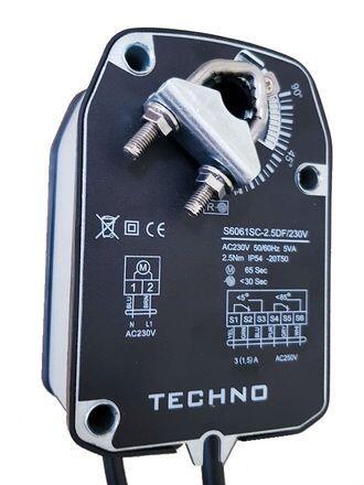 TECHNO SC-2.5DN/230V привод для воздушной заслонки с возвратной пружиной, без концевых выключателей 2.5Nm, 220B