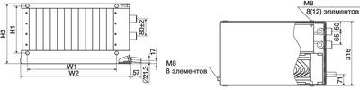 Фреоновые охладители WHR-R 600x350/3 для прямоугольных каналов